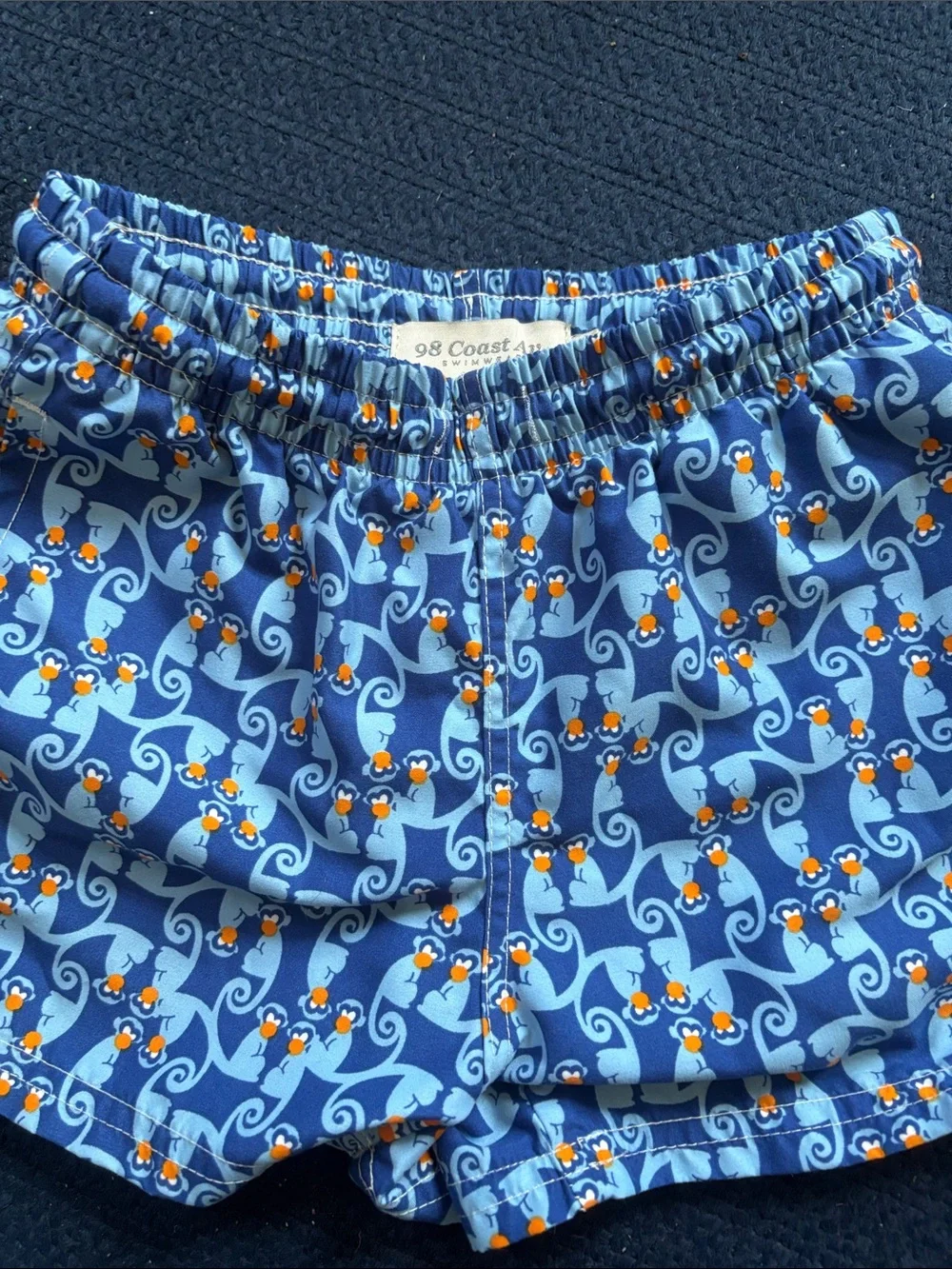 Blue Monkey Print Swim Trunks by 98 Coast